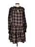 Max Studio 100% Rayon Plaid Brown Casual Dress Size XS - photo 1