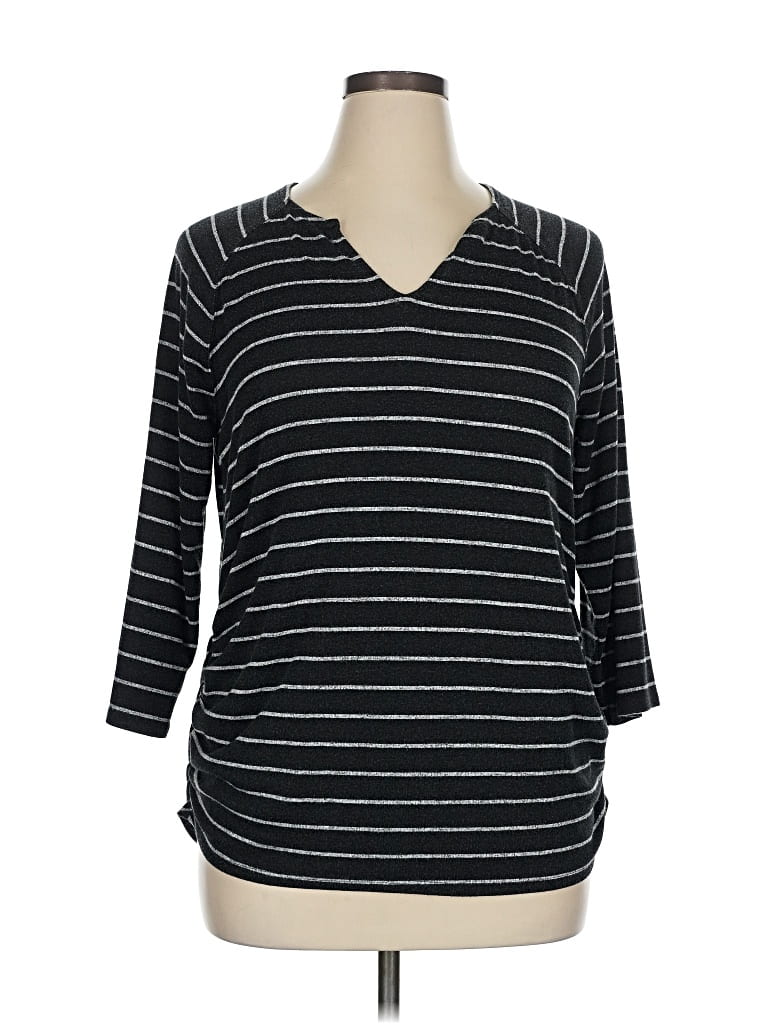 Pre-owned Lane Bryant 3/4 Sleeve T-shirt In Black