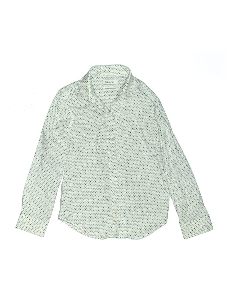 Pre-owned Calvin Klein Kids' Long Sleeve Button Down Shirt In Green