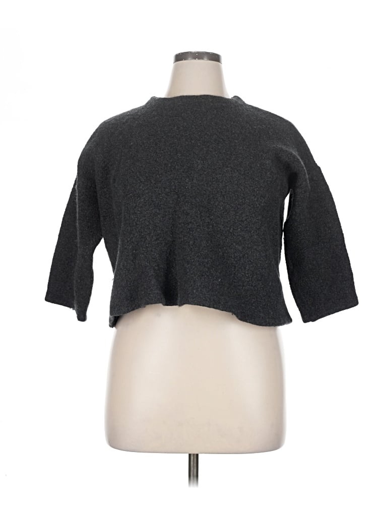 Pre-owned Eileen Fisher Wool Cardigan Sweater In Gray