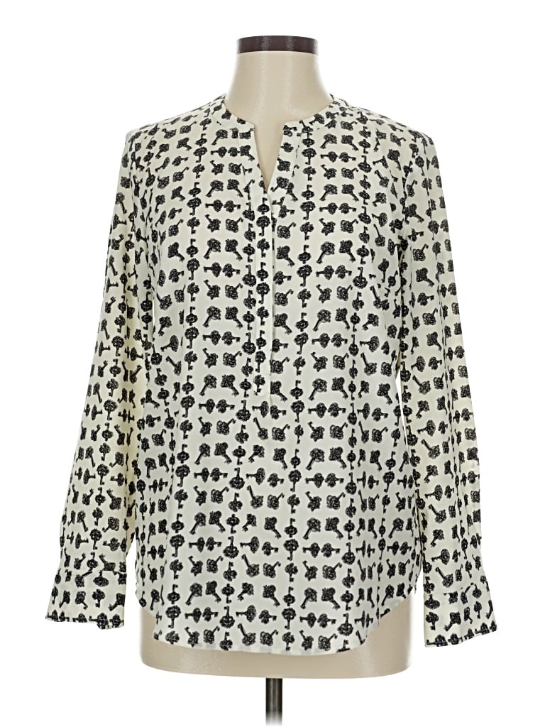 Pre-owned Talbots Long Sleeve Blouse In White