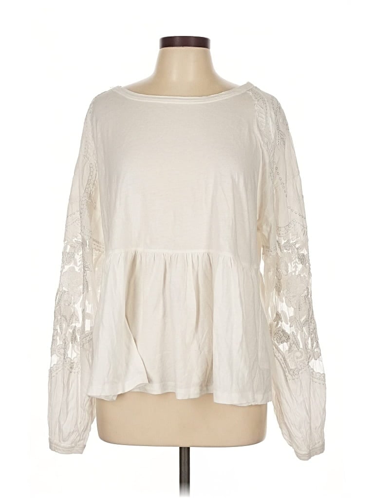 Pre-owned Free People Long Sleeve Blouse In White