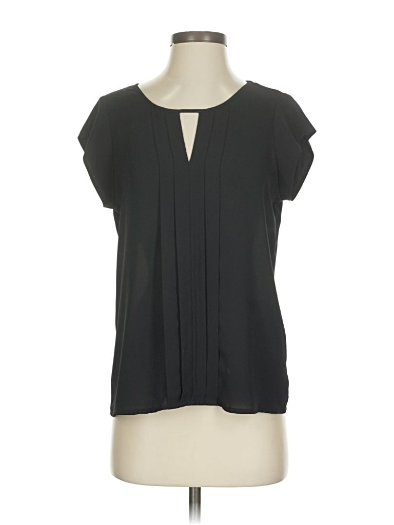 Pre-owned Express Short Sleeve Blouse In Black