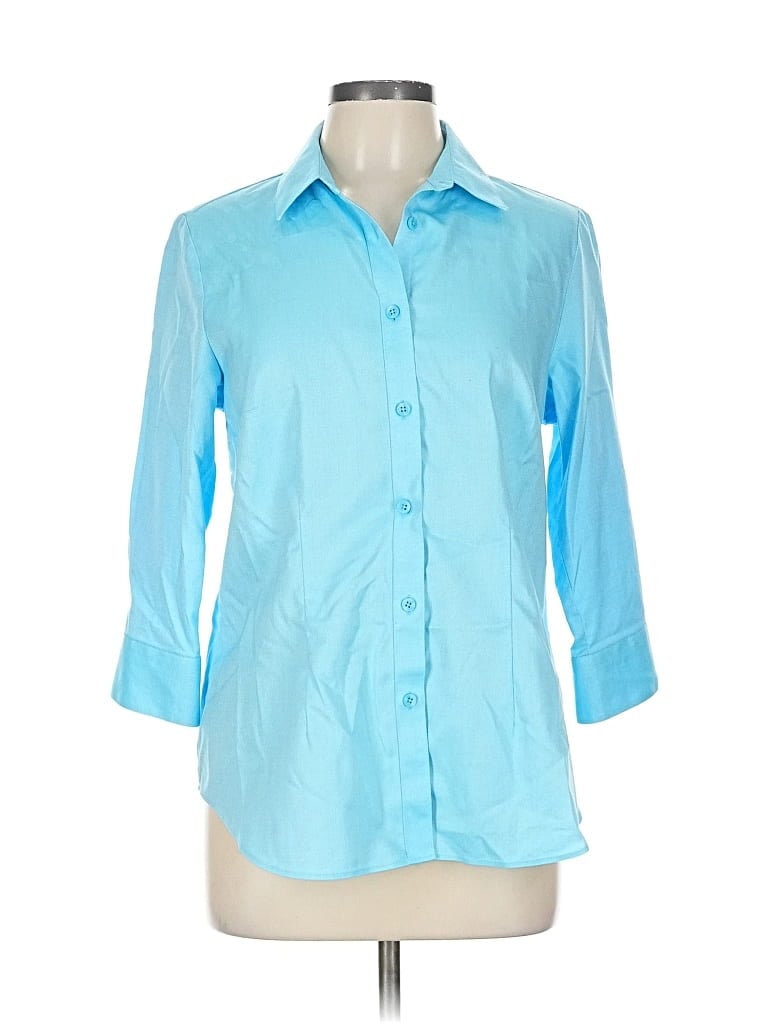 COLDWATER CREEK Pre-owned 3/4 Sleeve Button Down Shirt In Blue