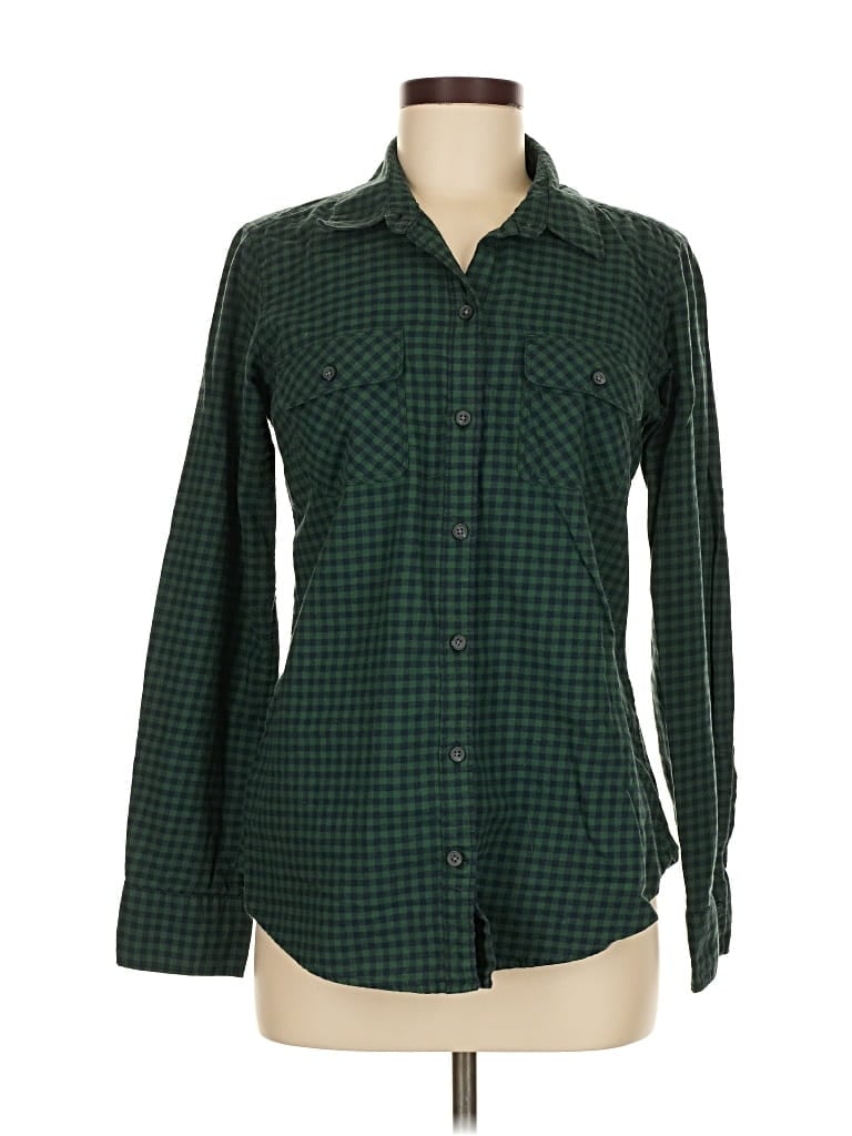 Pre-owned Eddie Bauer Long Sleeve Button Down Shirt In Green