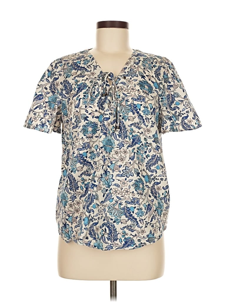 Pre-owned Knox Rose Short Sleeve Blouse In Blue