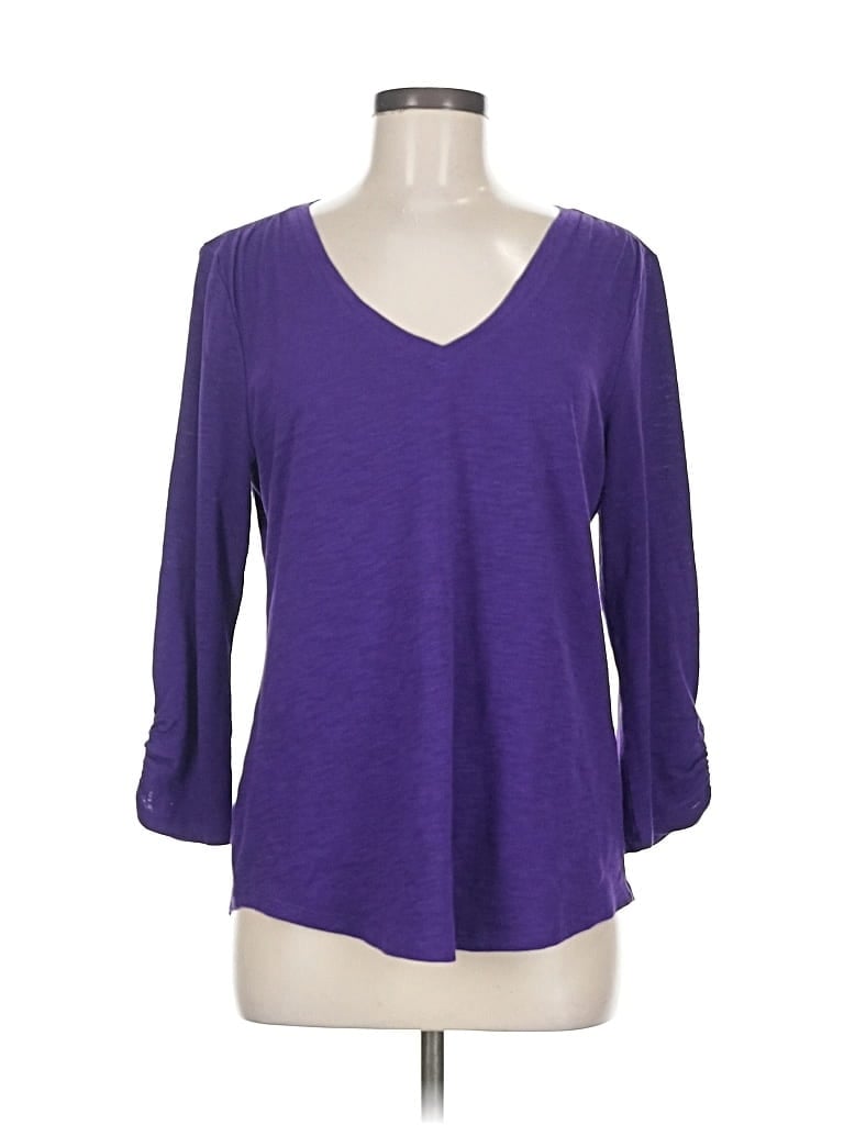 Pre-owned Chico's 3/4 Sleeve T-shirt In Purple