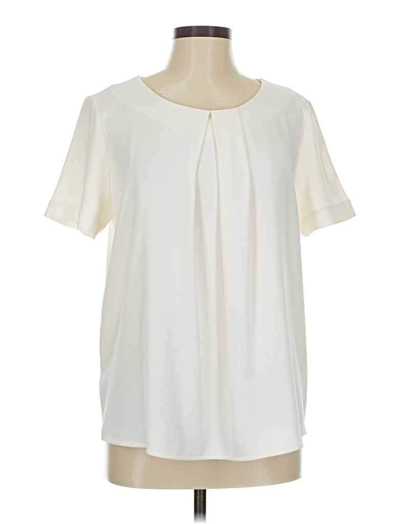 Pre-owned Ann Taylor Short Sleeve Blouse In White