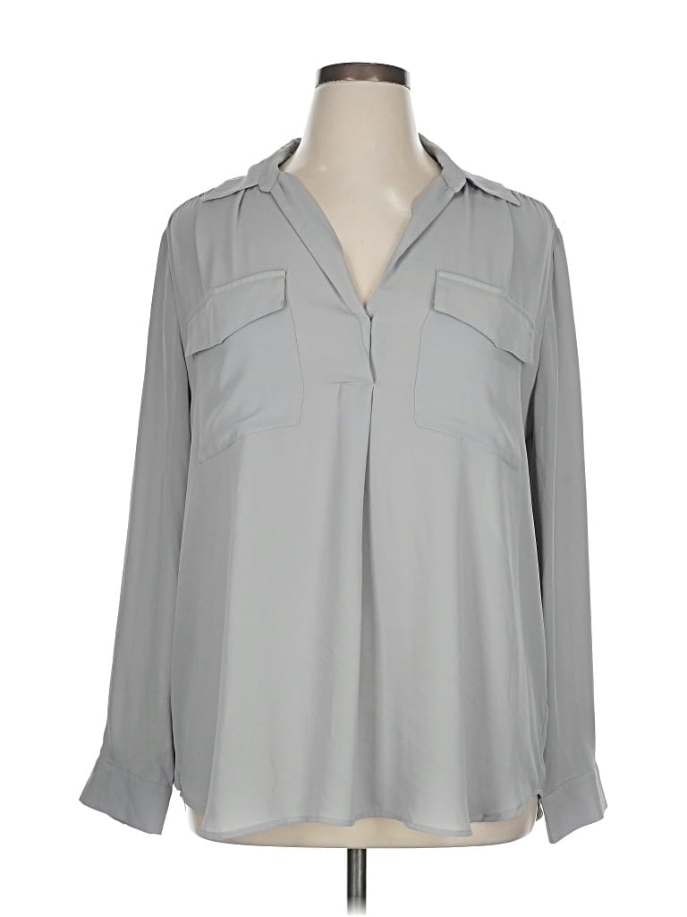 Pre-owned Ann Taylor Long Sleeve Blouse In Gray
