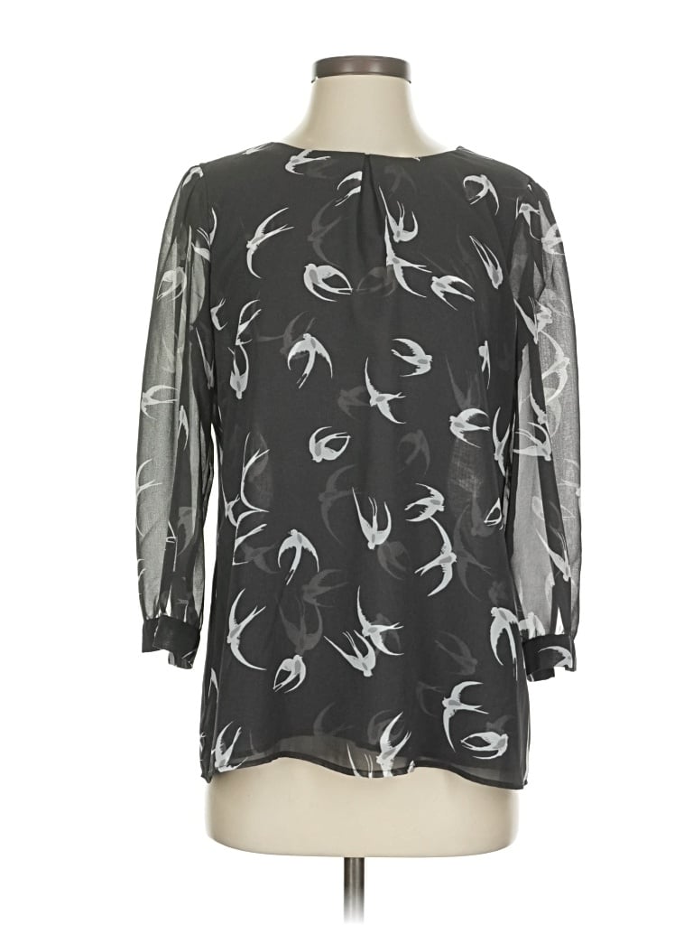 Pre-owned Banana Republic 3/4 Sleeve Blouse In Black