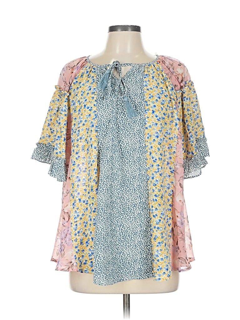 Pre-owned Gigio Short Sleeve Blouse In Blue