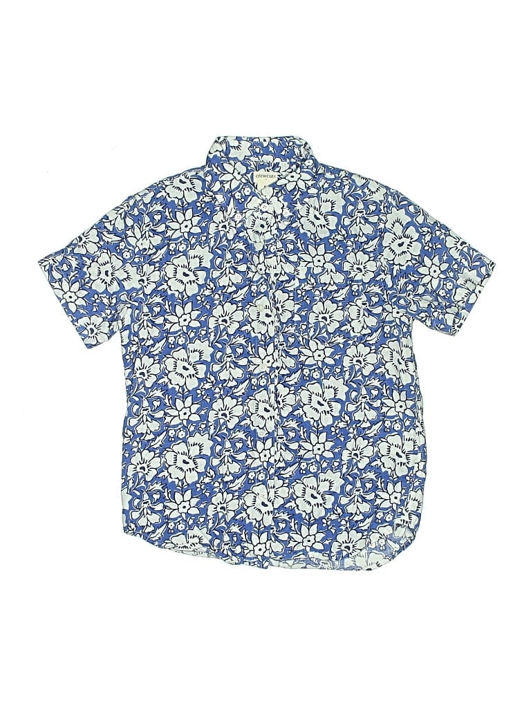 Pre-owned Crewcuts Outlet Kids' Short Sleeve Button Down Shirt In Blue