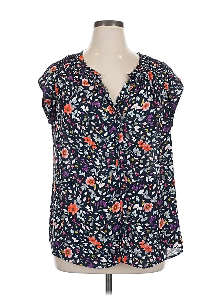 Pre-owned Daniel Rainn Short Sleeve Blouse In Black