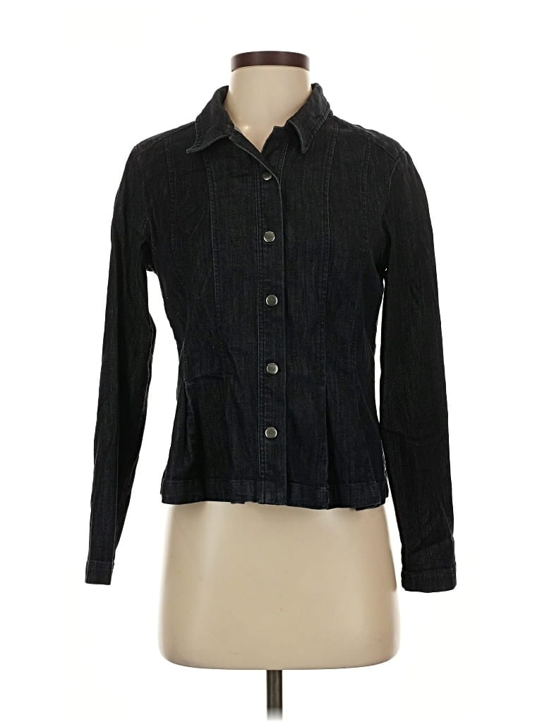Pre-owned Nic + Zoe Long Sleeve Button Down Shirt In Black
