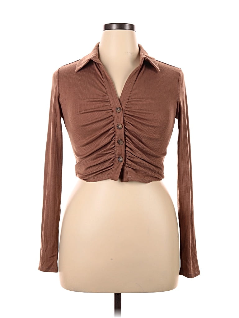 Pre-owned Forever 21 Long Sleeve Blouse In Brown