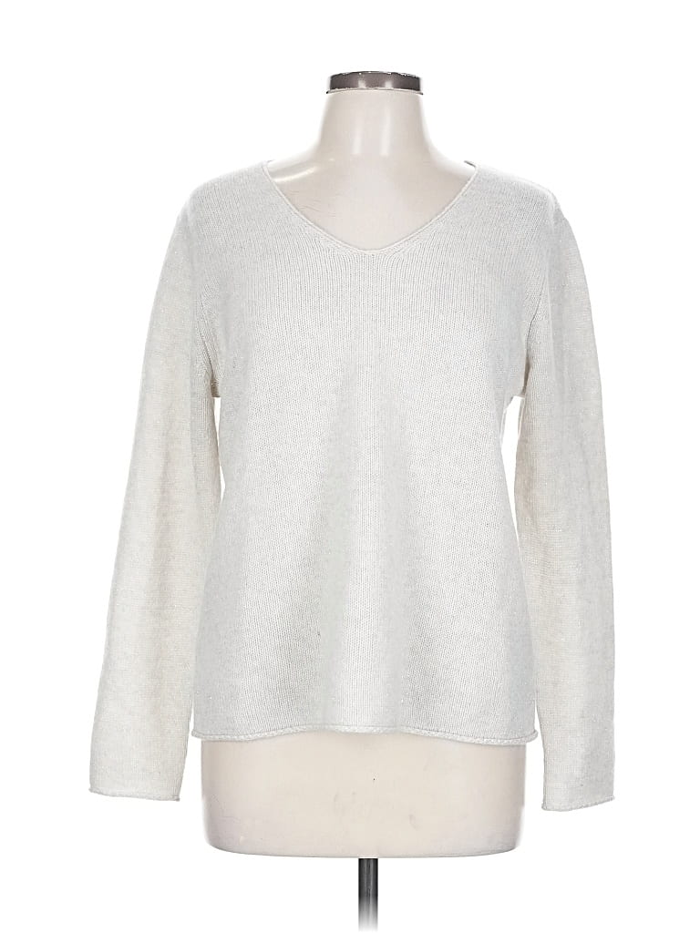 Pre-owned M Magaschoni Cashmere Pullover Sweater In Silver