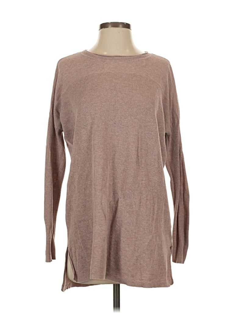 Pre-owned Cabi Long Sleeve Top Brown Crew Neck Tops
