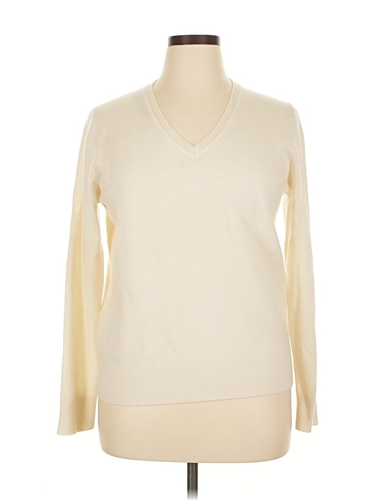 Pre-owned Quince Cashmere Pullover Sweater In White