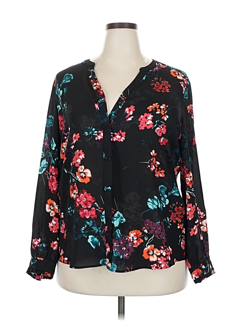 Pre-owned Elle Long Sleeve Blouse In Black