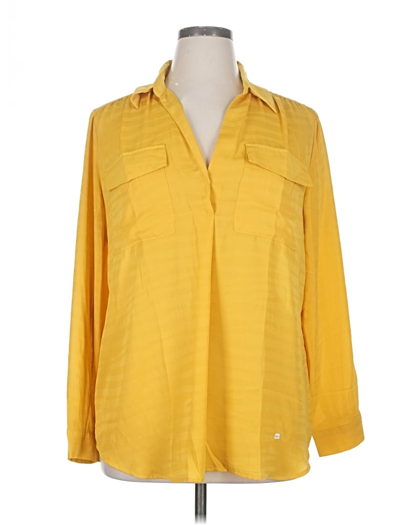 Pre-owned Ann Taylor Long Sleeve Blouse In Yellow