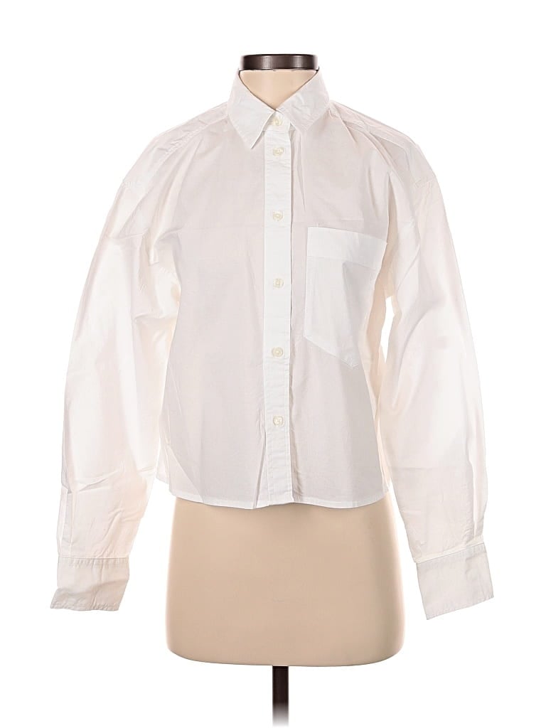 Pre-owned Banana Republic Factory Store Long Sleeve Blouse In White