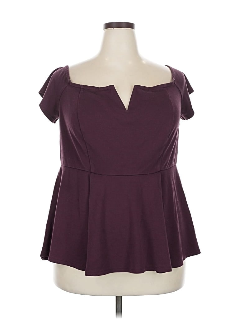 Pre-owned Lane Bryant Short Sleeve Top Burgundy Sweetheart Neckline Tops