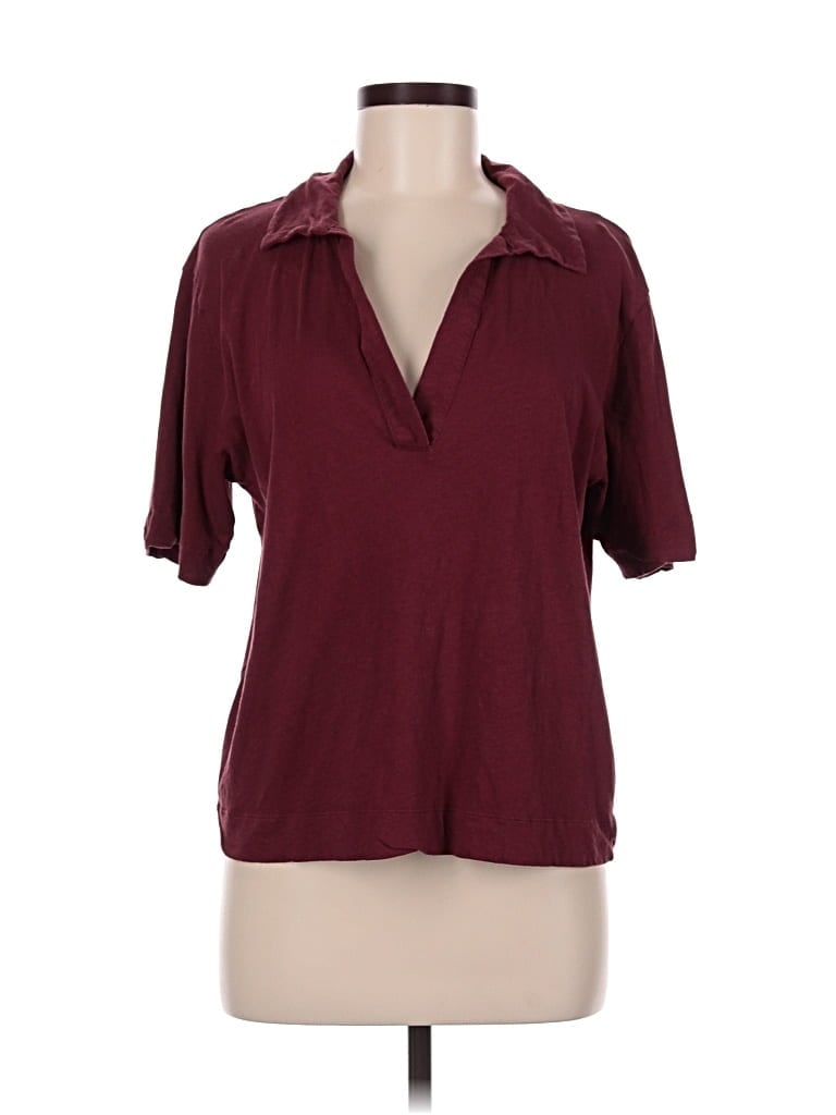 Pre-owned United Colors Of Benetton Short Sleeve Polo Shirt In Burgundy