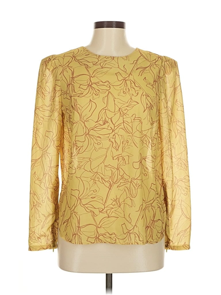Pre-owned Honey Punch Long Sleeve Blouse In Gold