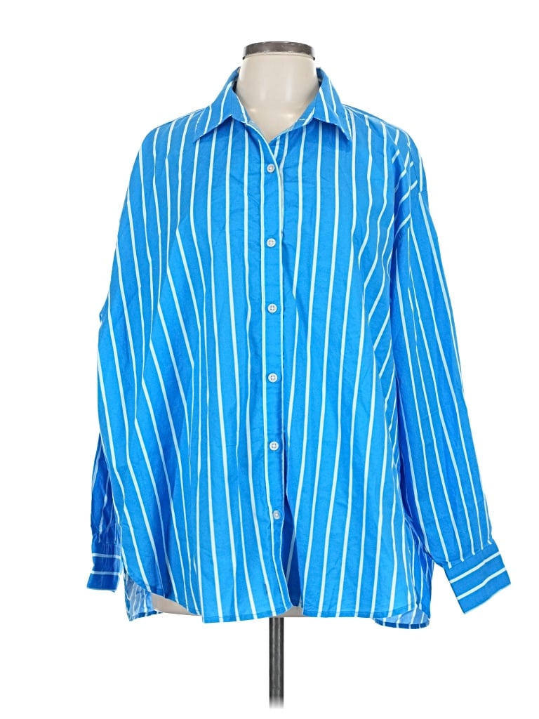 Aerie Long Sleeve Polo Shirt In Blue