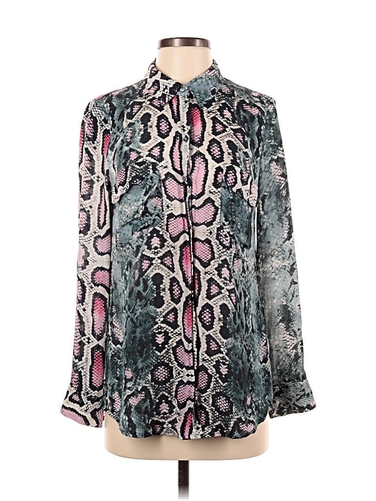 Pre-owned Charlie Jade Long Sleeve Blouse In Silver