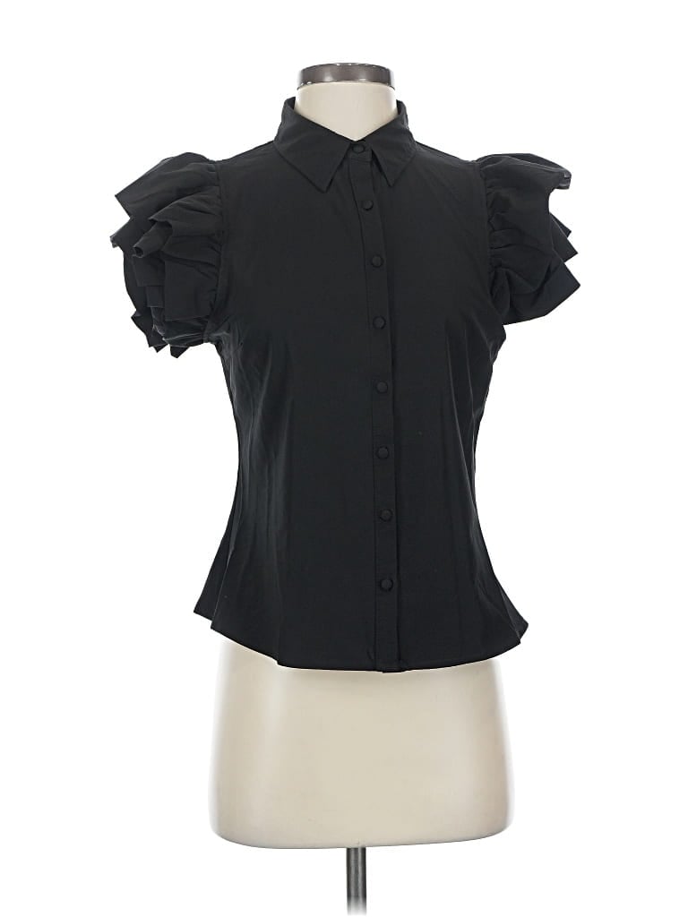 Pre-owned Milk & Honey Short Sleeve Blouse In Black