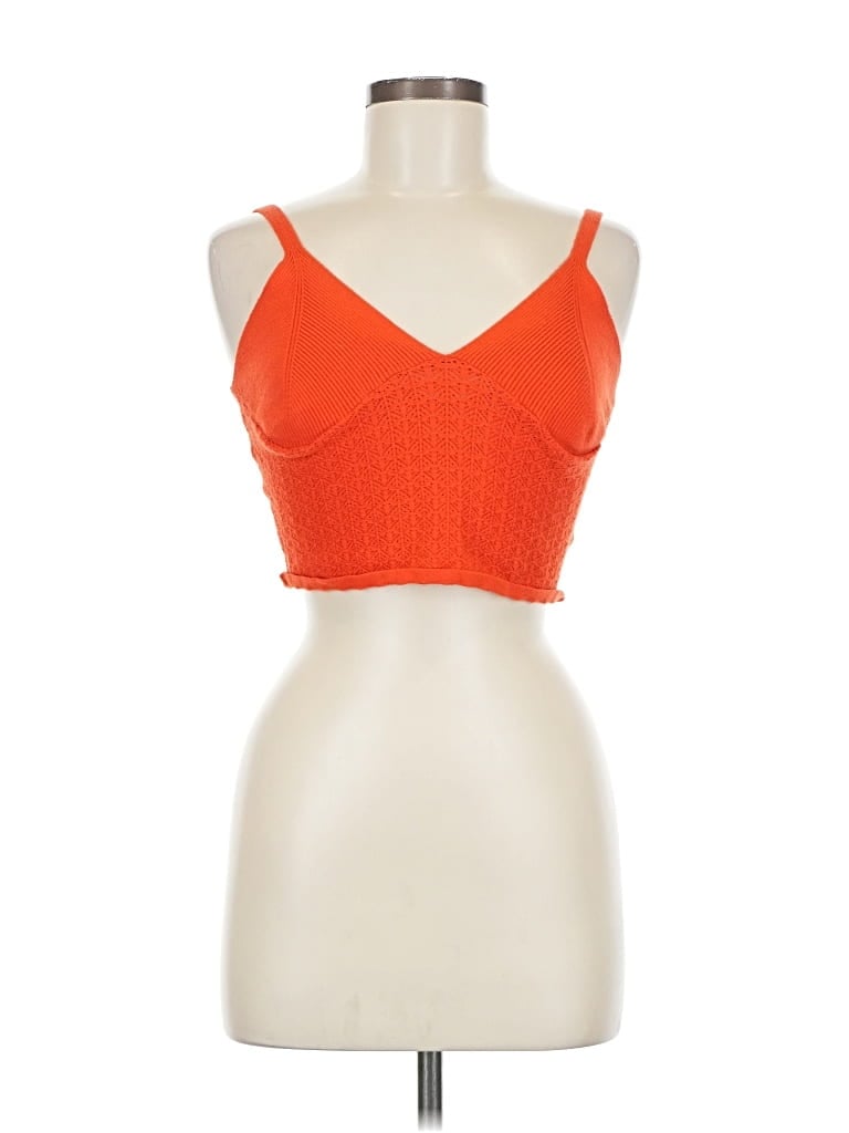 Pre-owned Blue Blush Sleeveless Top Orange Sweetheart Neckline Tops