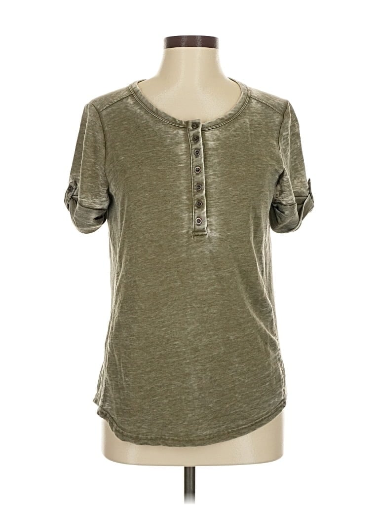Pre-owned Jane And Delancey Short Sleeve Henley Shirt In Green