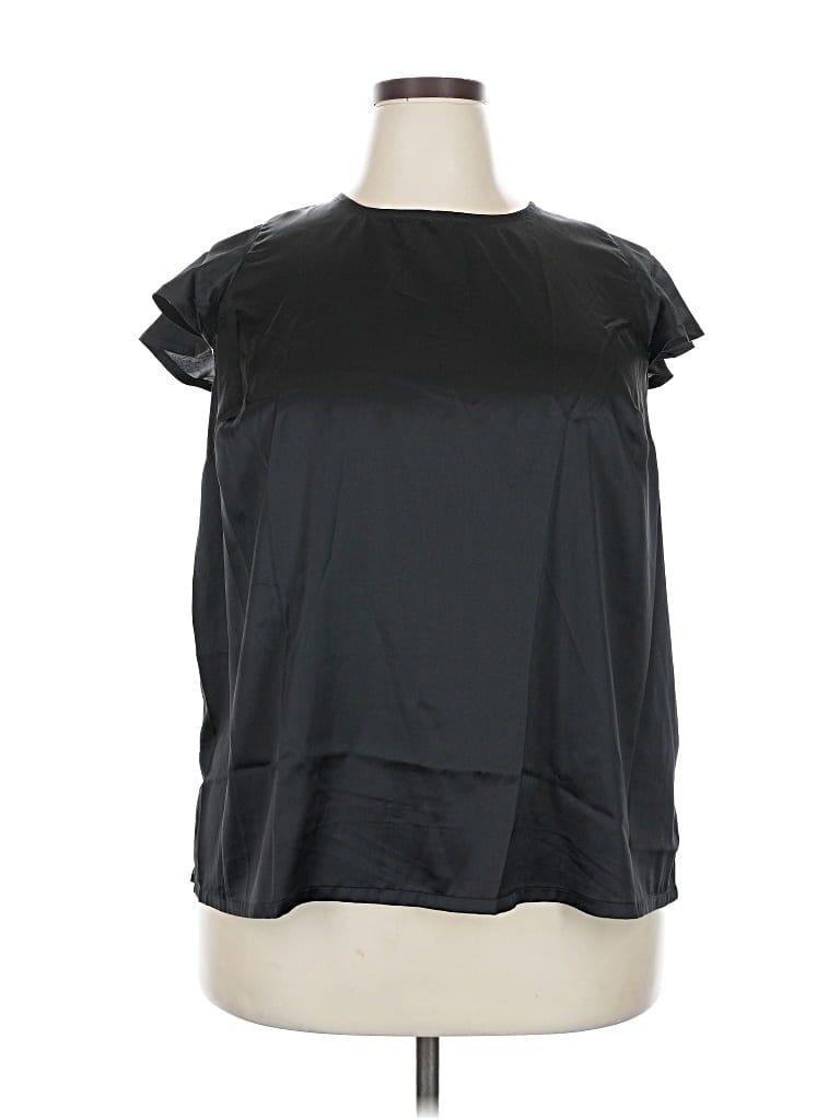 Pre-owned Jessica London Short Sleeve Blouse In Black
