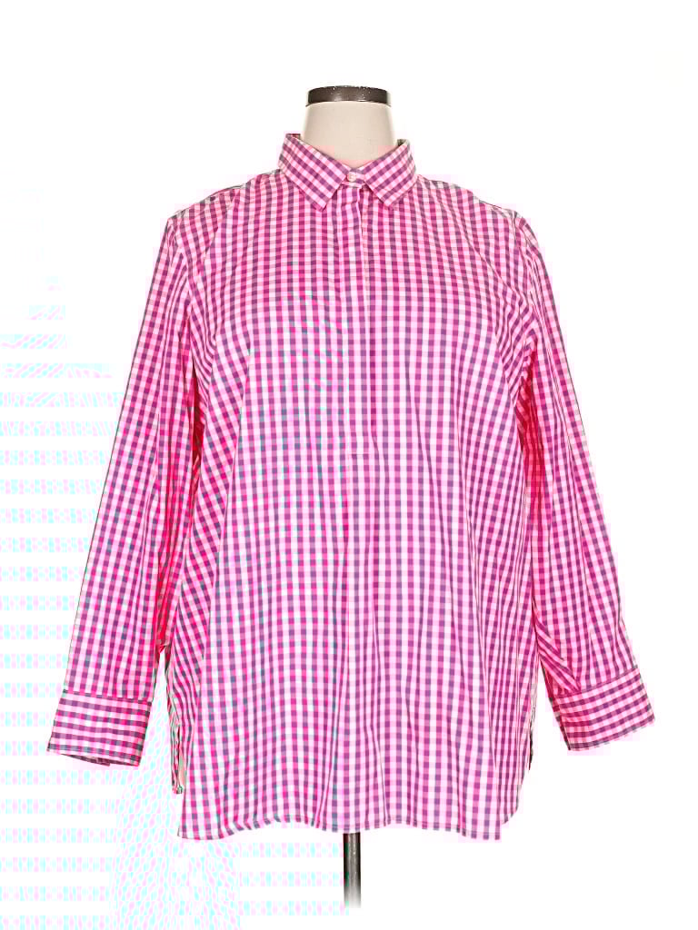 Pre-owned Lands' End 3/4 Sleeve Button Down Shirt In Pink