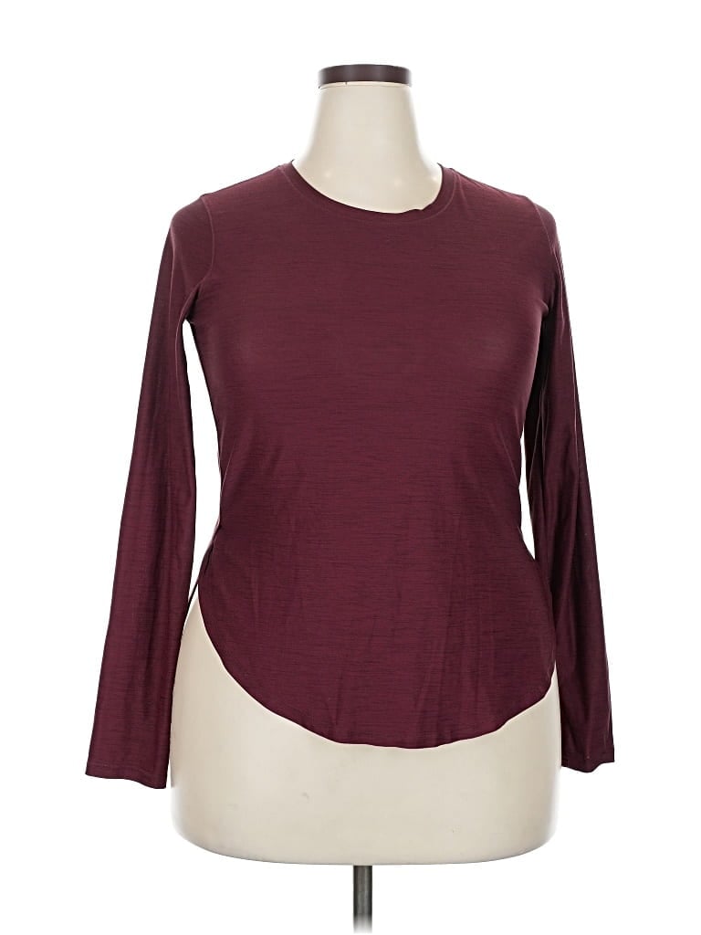 Pre-owned Active By Old Navy 3/4 Sleeve T-shirt In Burgundy
