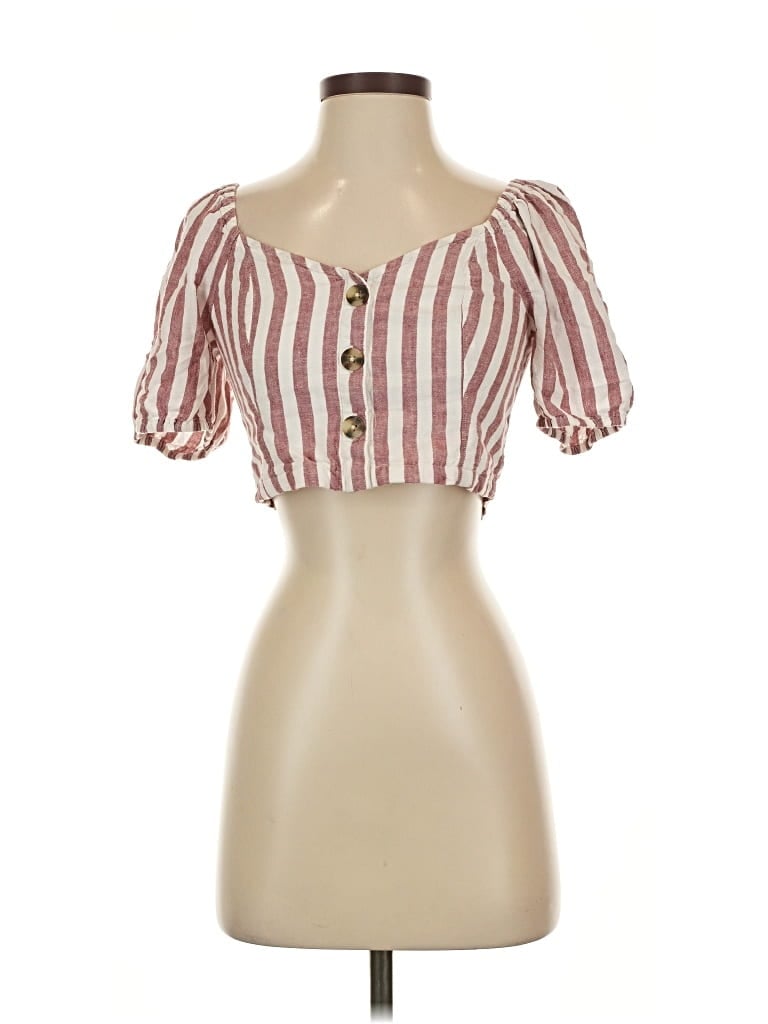 Pre-owned Abercrombie & Fitch Short Sleeve Blouse In Burgundy