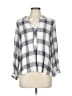 Michael Stars Plaid Gray Silver 3/4 Sleeve Button-Down Shirt Size Lg (2) - photo 1