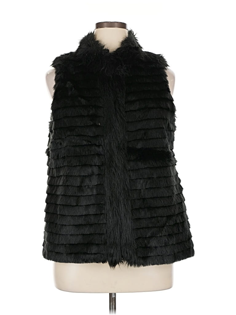 Pre-owned Madison Faux Fur Vest In Black