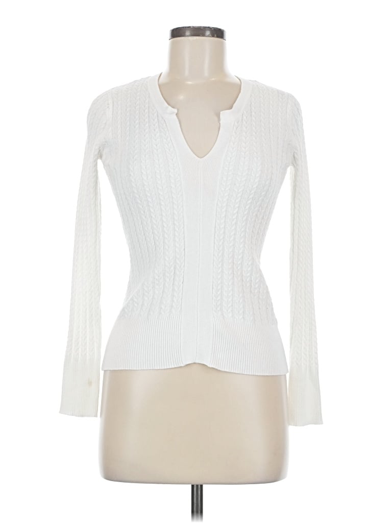 Pre-owned Venus Long Sleeve Top Ivory Plunge Neckline Tops In White