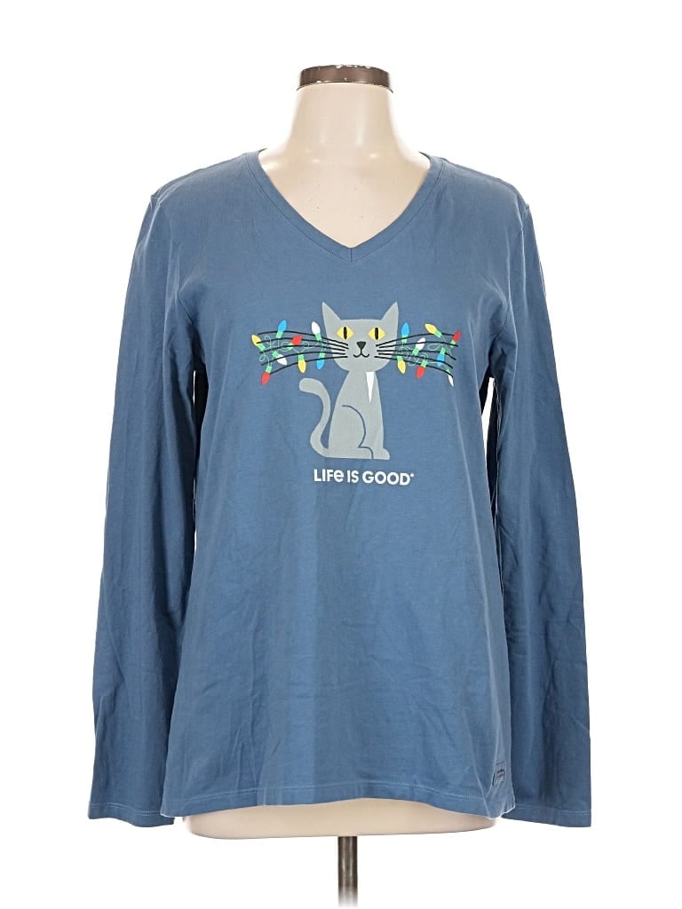 Pre-owned Life Is Good Long Sleeve T-shirt In Blue