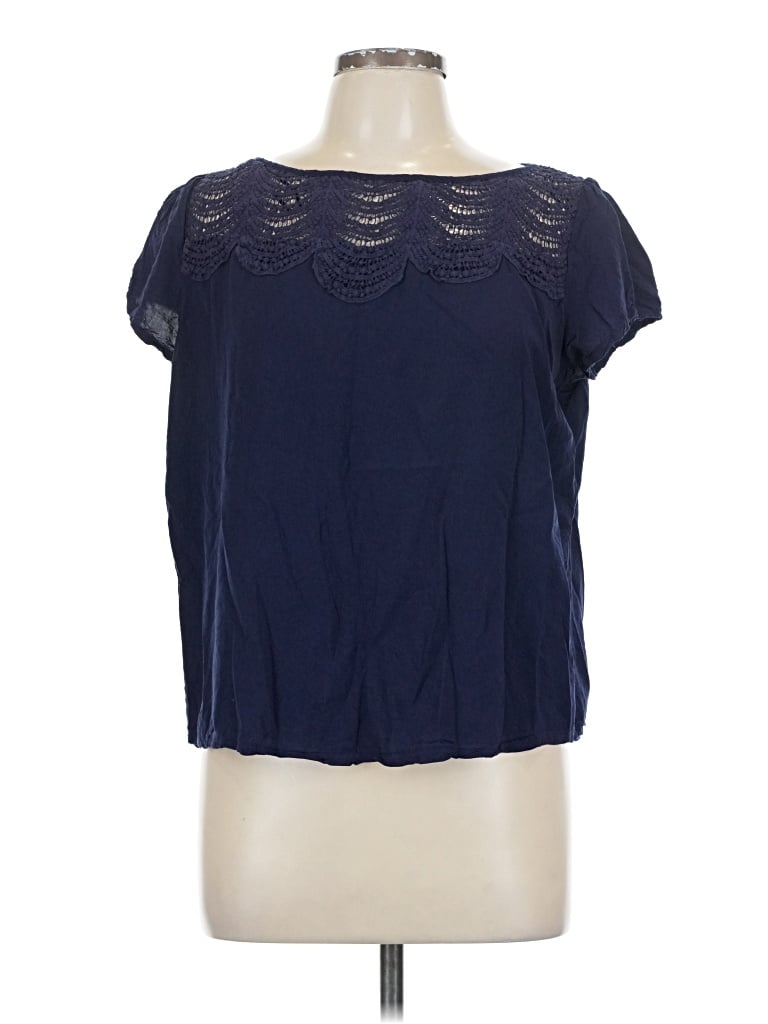 Pre-owned Solitaire Short Sleeve Blouse In Blue