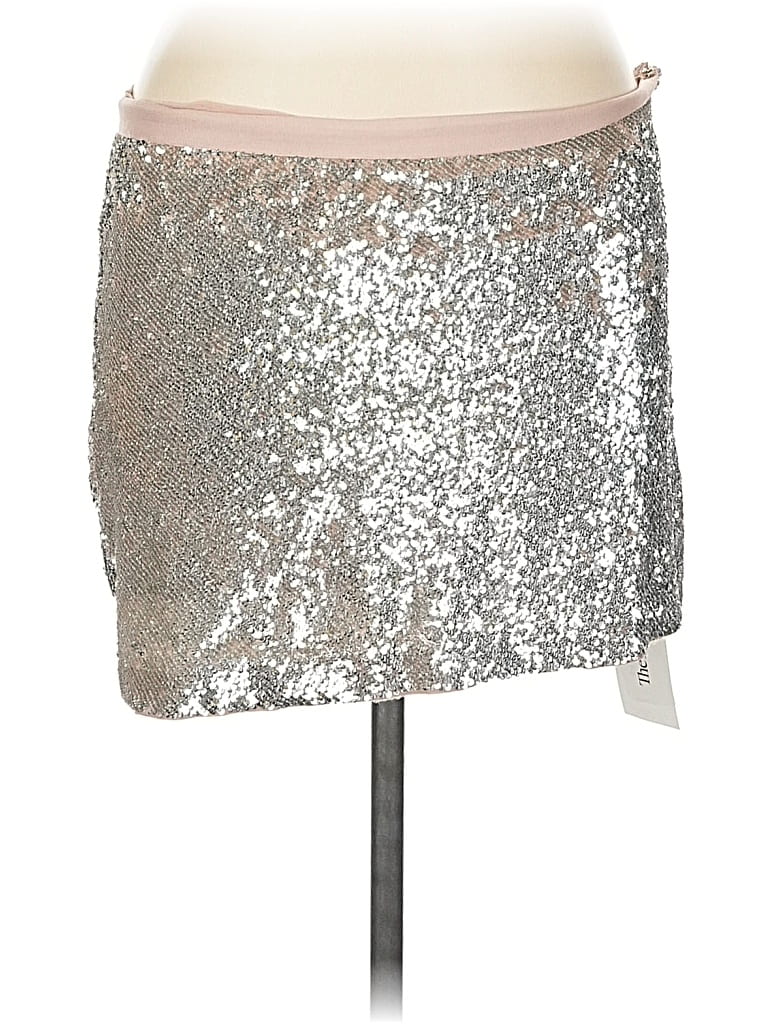 Pre-owned Haute Hippie Silk Skirt In Silver