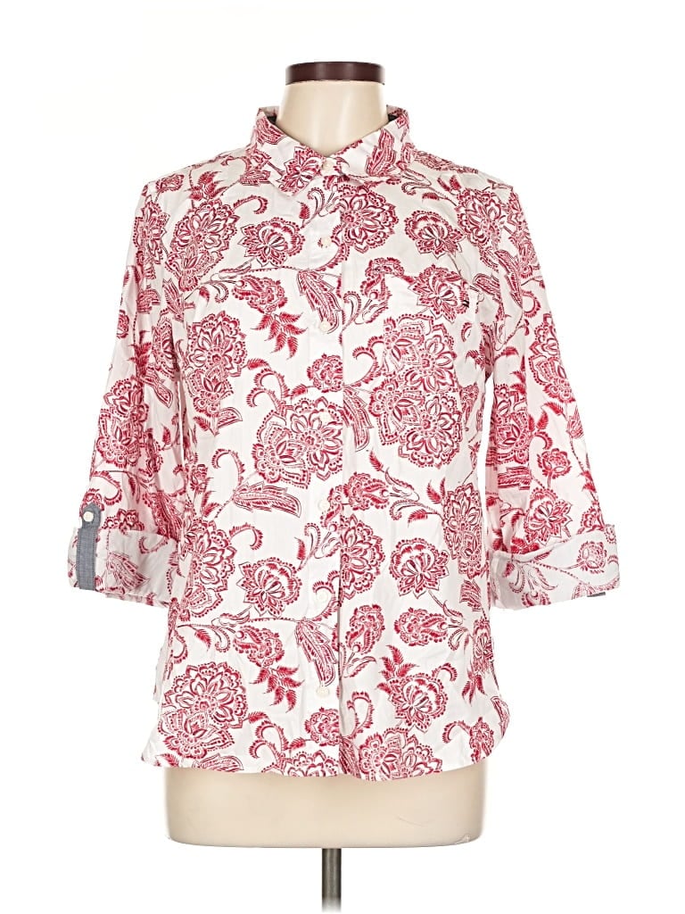 Pre-owned Tommy Hilfiger 3/4 Sleeve Button Down Shirt In Pink