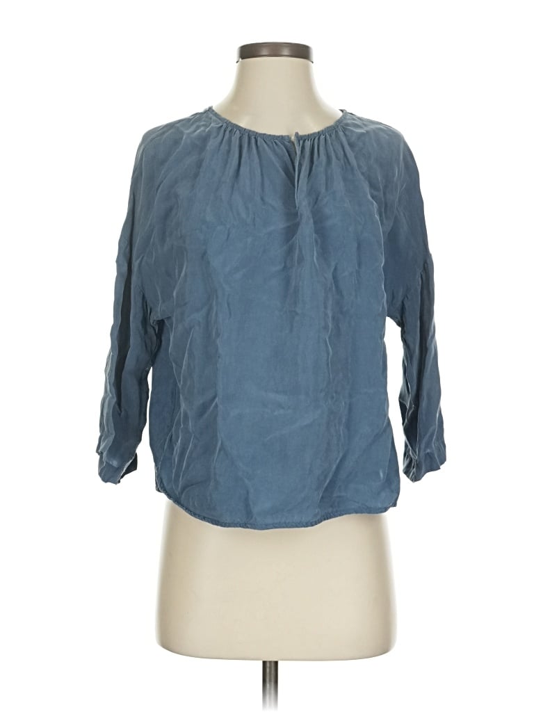 Pre-owned Everlane 3/4 Sleeve Blouse In Blue