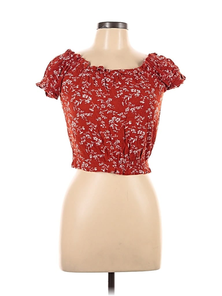 Pre-owned Papermoon Short Sleeve Top Red Sweetheart Neckline Tops