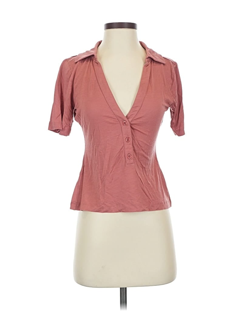 Pre-owned L'academie Los Angeles Short Sleeve Blouse In Burgundy