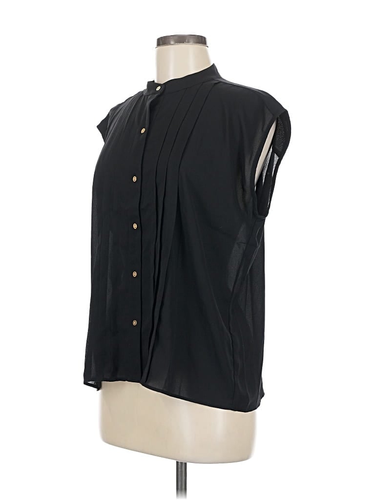Pre-owned Ann Taylor Sleeveless Button Down Shirt In Black