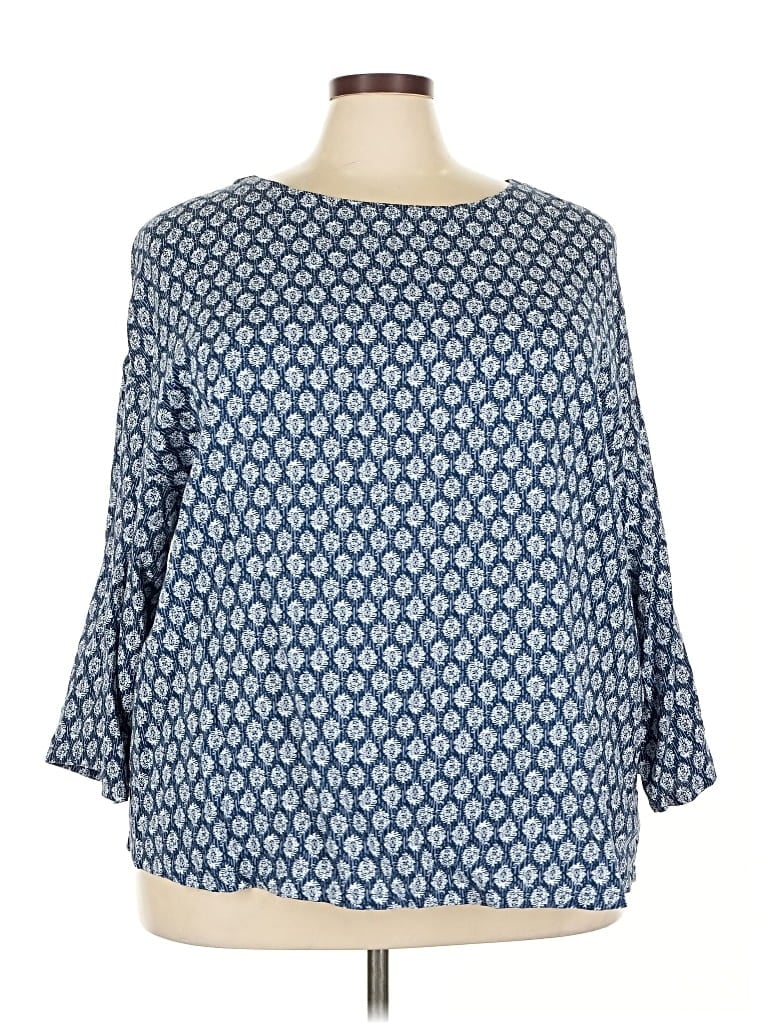 PUREJILL Pre-owned 3/4 Sleeve Blouse In Blue