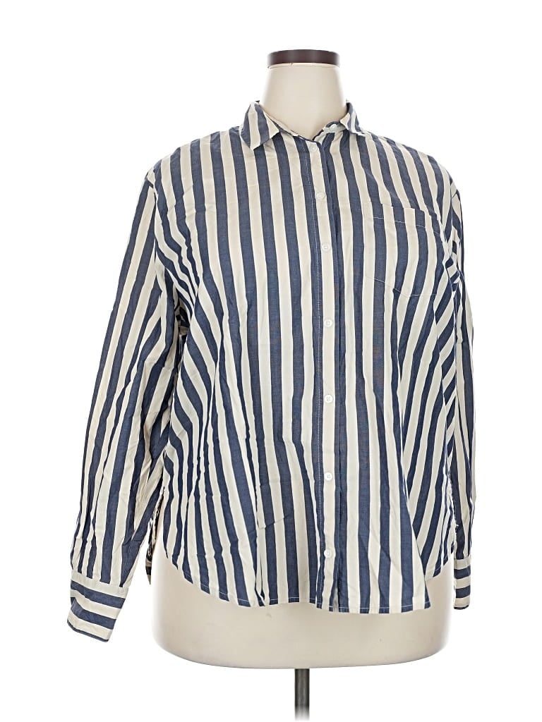 Pre-owned Madewell Long Sleeve Blouse In Blue